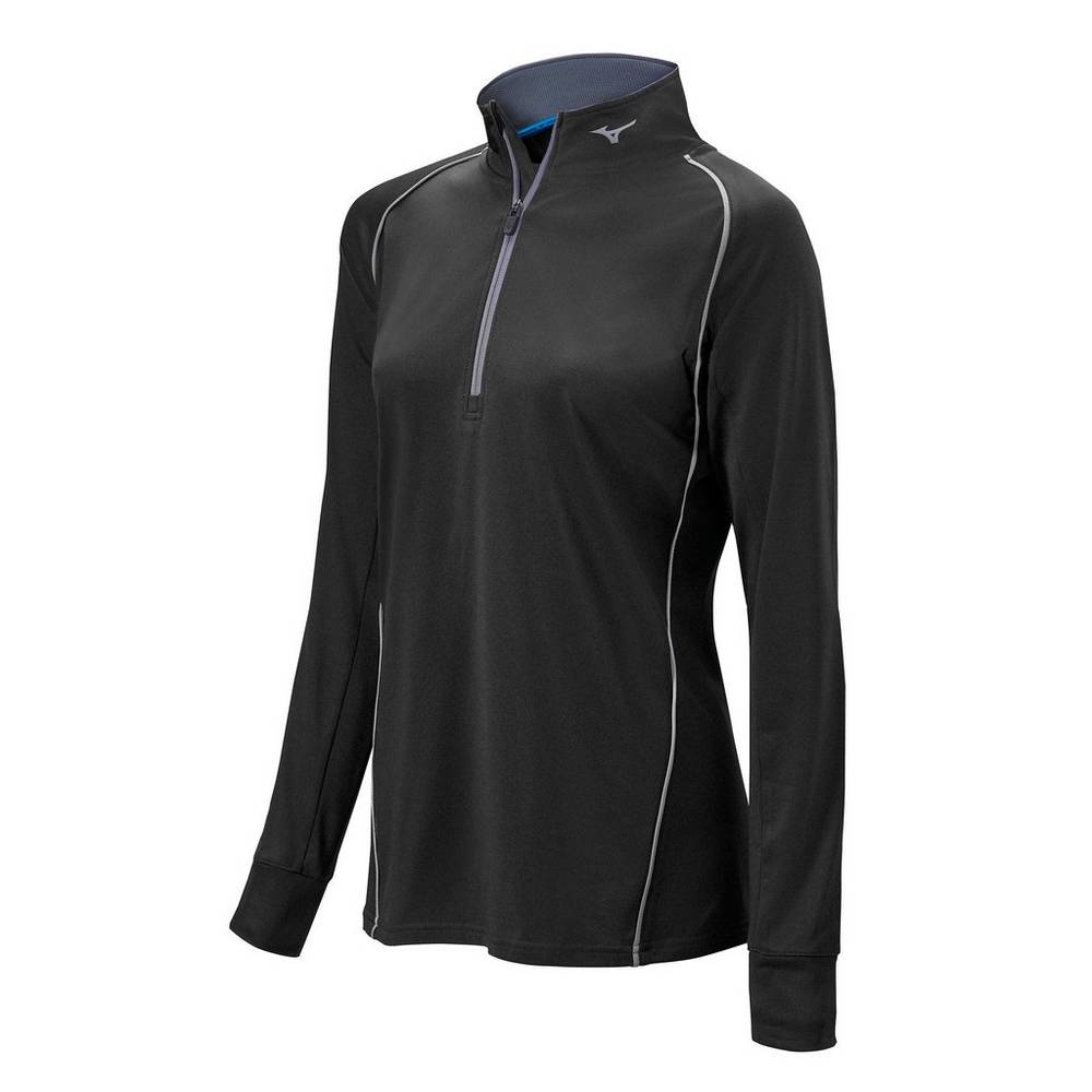 Mizuno Women's Comp 1/2 Zip Long Sleeve Pullover Black (350589-JWH)